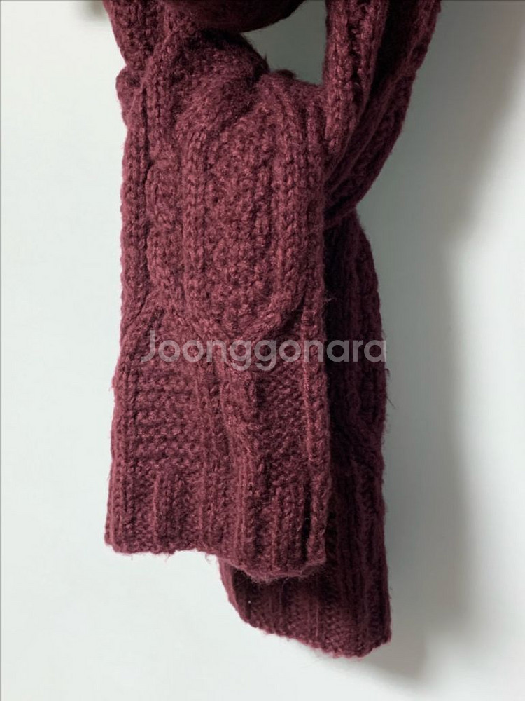 와인색 꽈배기 짜임 니트 머플러 | 목도리 마지막 인하--8