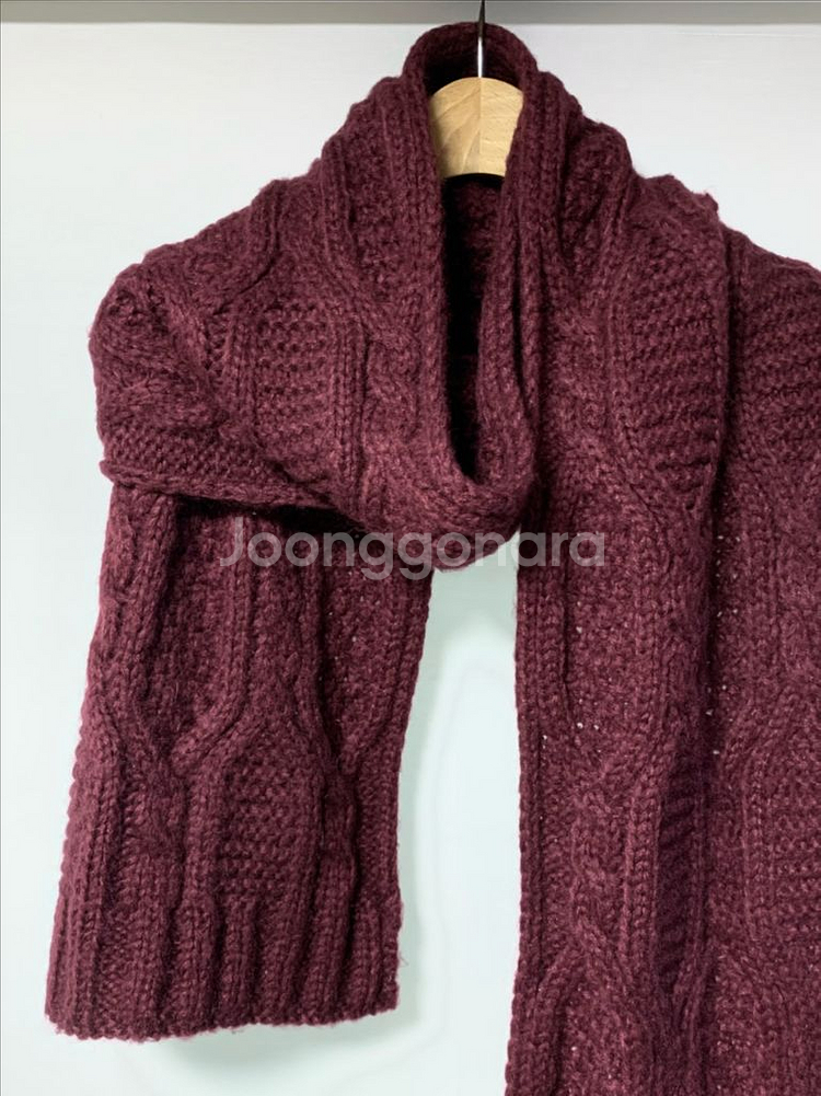 와인색 꽈배기 짜임 니트 머플러 | 목도리 마지막 인하--6