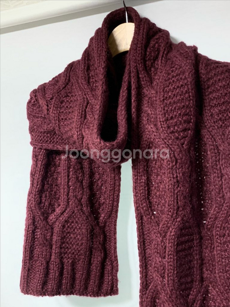 와인색 꽈배기 짜임 니트 머플러 | 목도리 마지막 인하--7