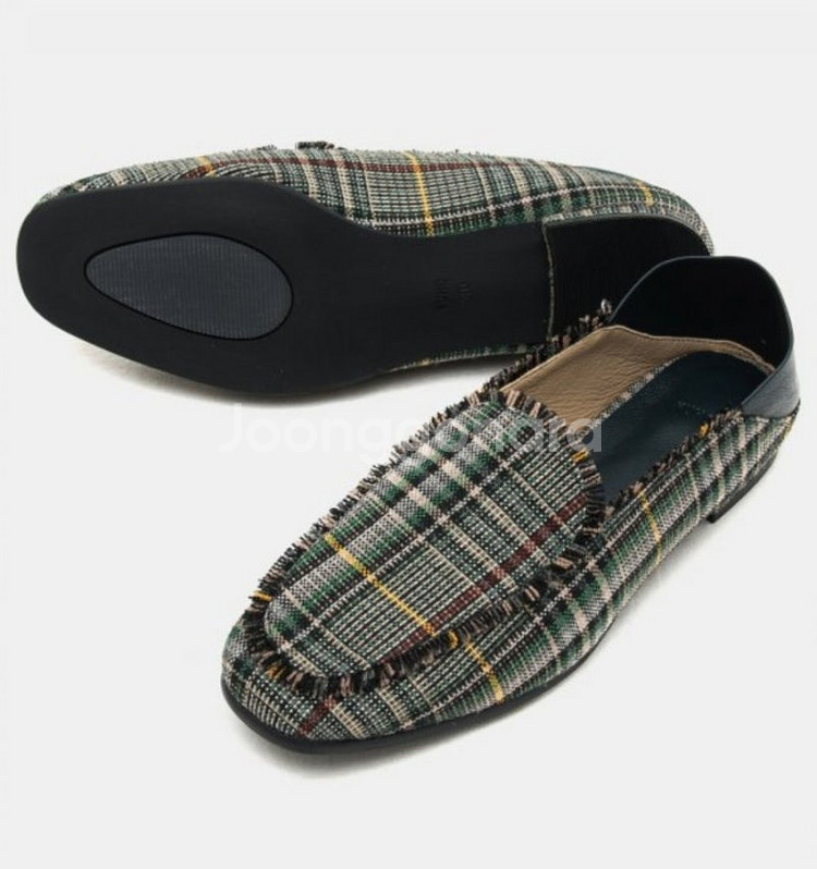 구호(KUHO) 체크 슬립 로퍼 그린 240--1