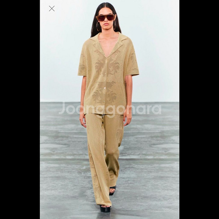 zara 자라 자카드 니트 오버사이즈 폴로셔츠--8