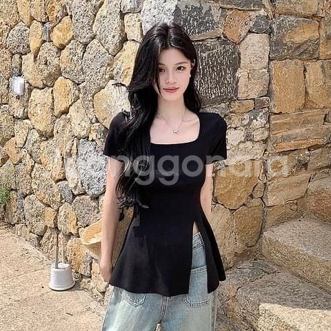 트임 반팔 티셔츠--0