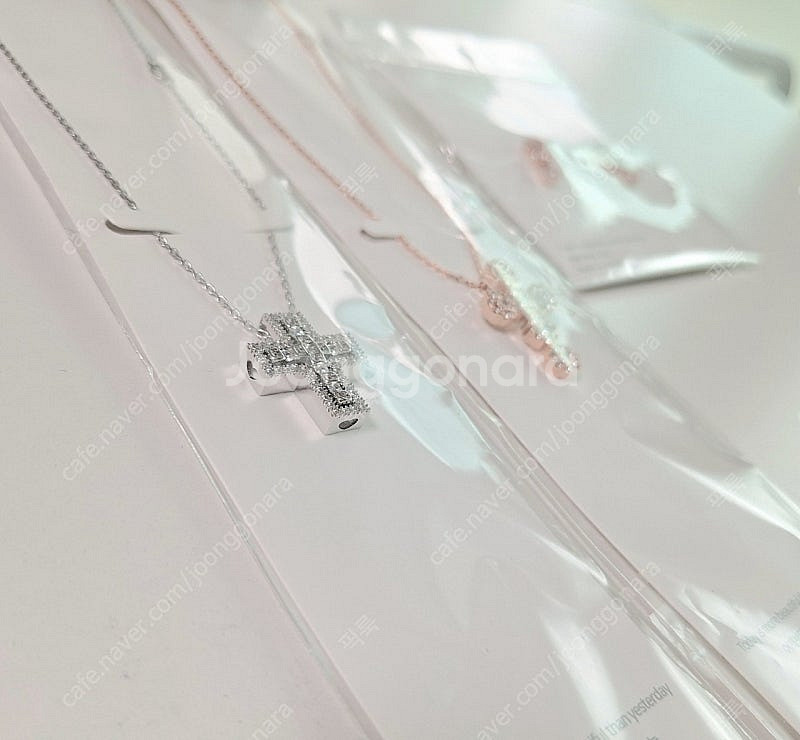 스와로브스키큐빅 다미 D링 십자가 목걸이--4