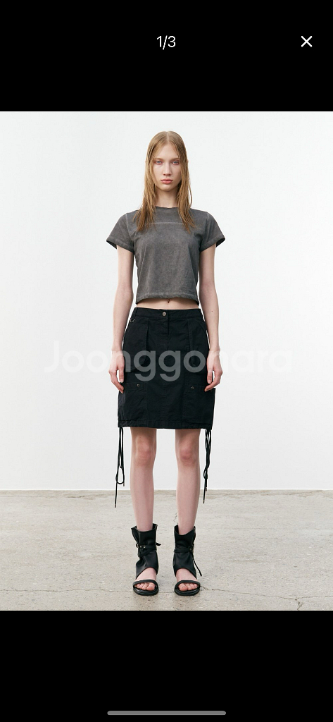 스튜디오테이블 블랙 포켓 스트링 미니스커트S--0