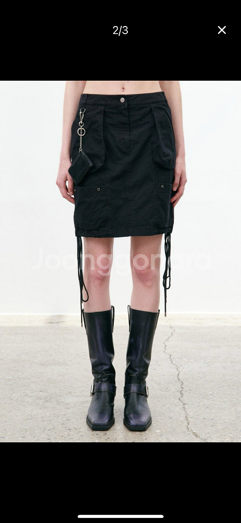 스튜디오테이블 블랙 포켓 스트링 미니스커트S--1