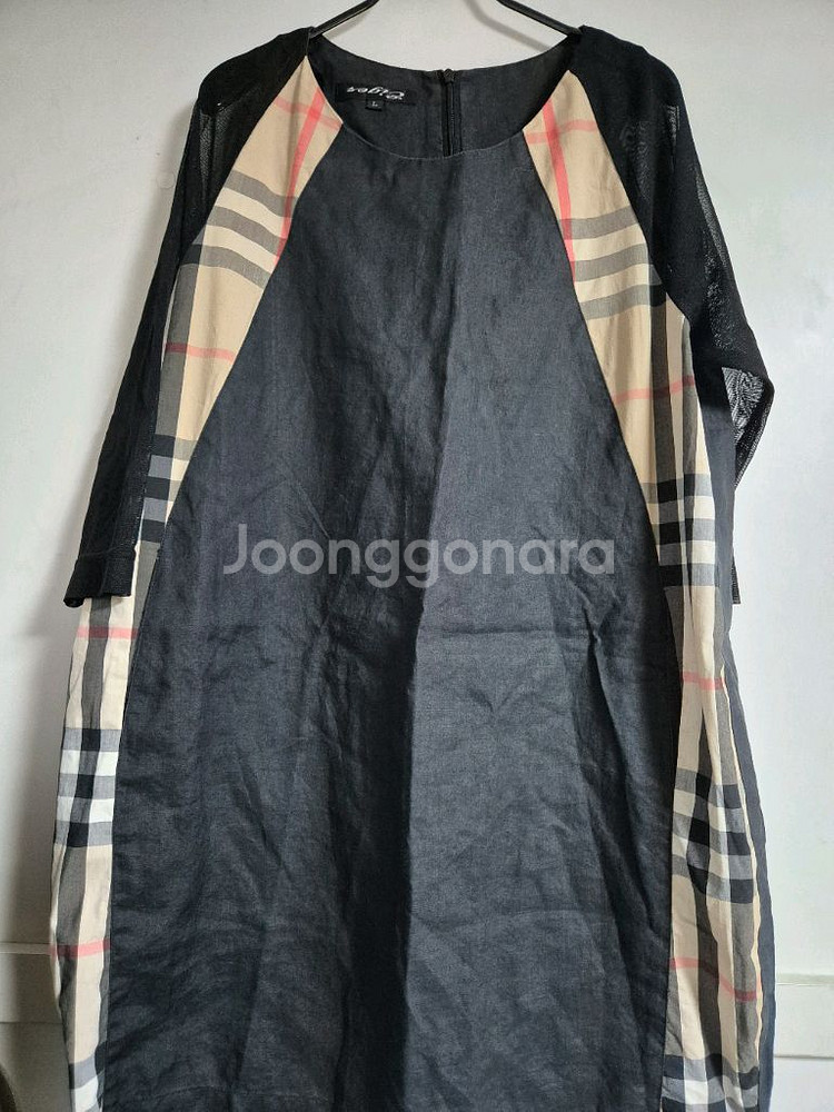 버버리체크 패턴 롱 원피스--0