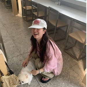 므앤 트롤 스트라이프 셔츠 핑크