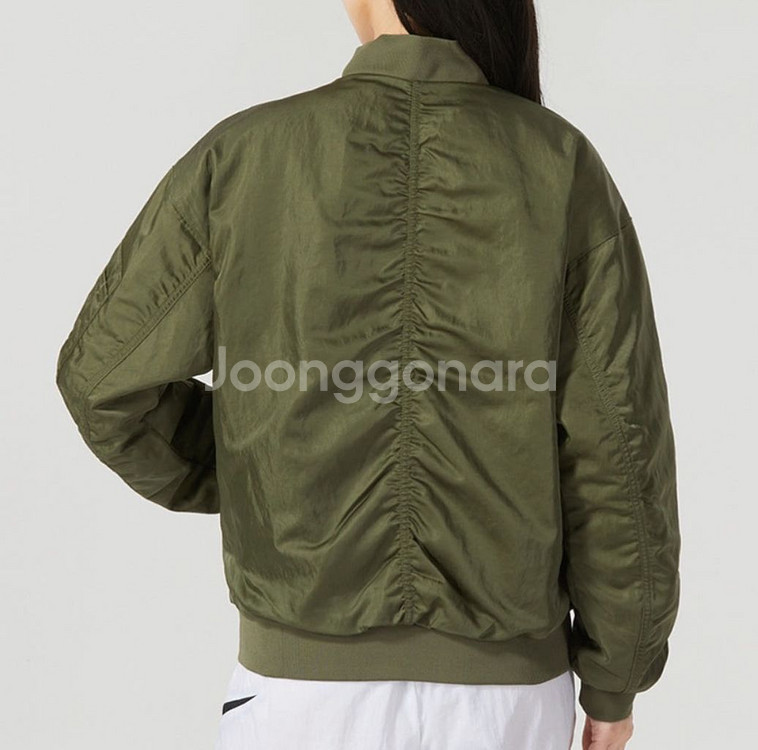 (W) 나이키 NSW 리버시블 바시티 봄버 자켓 올리브--2