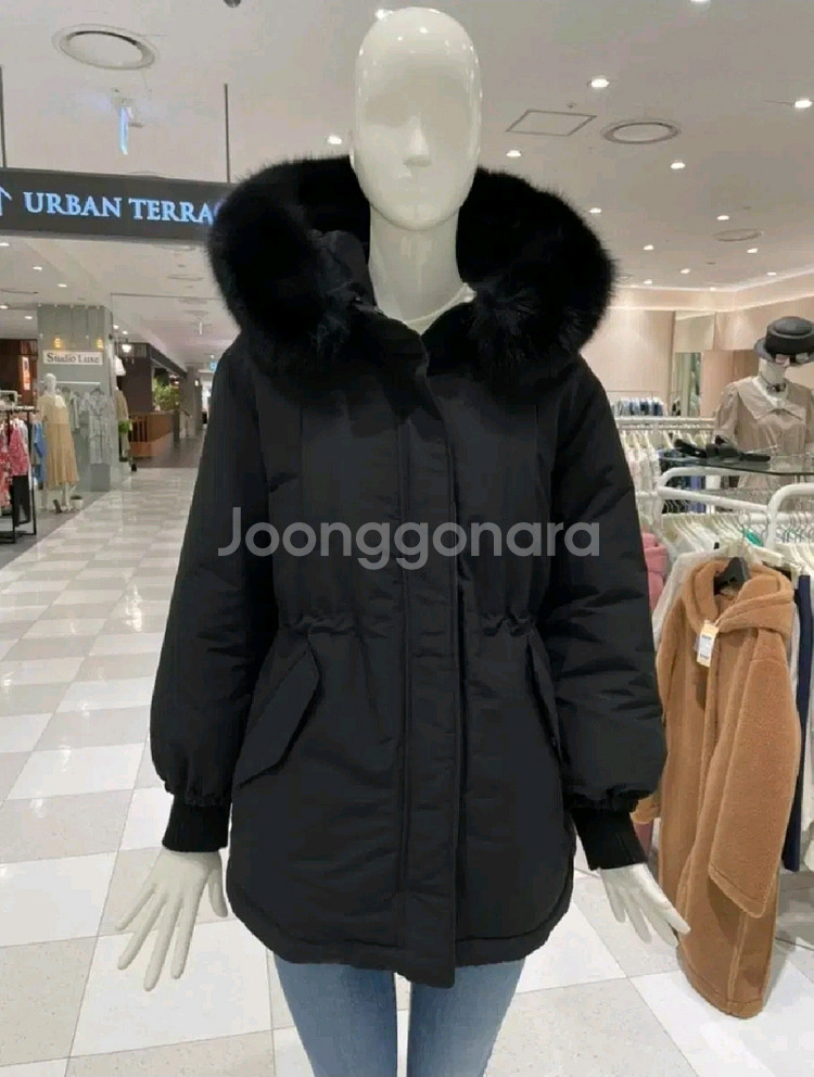 (55)여성 올리브데올리브 폭스퍼 야상 다운 패딩--0