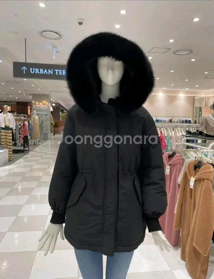 (55)여성 올리브데올리브 폭스퍼 야상 다운 패딩--6