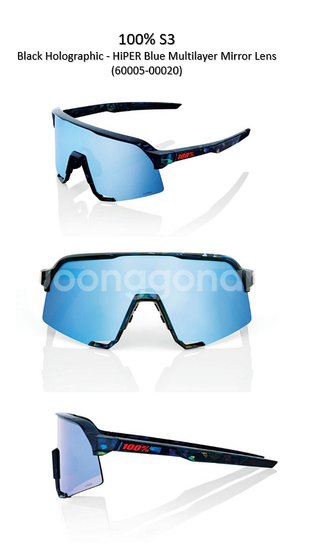 100% S3 블랙 홀로그래픽 하이퍼 블루 고글--0