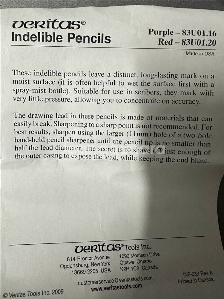 미국산 목수용 베리타스 지워지지 않는 연필 2팩--3