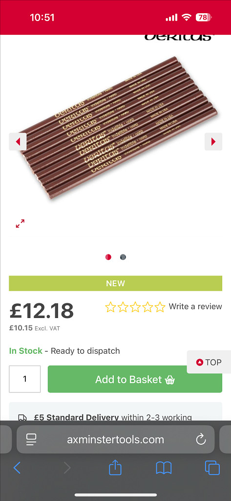 미국산 목수용 베리타스 지워지지 않는 연필 2팩--5