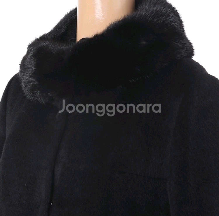 고세 여성 수리알파카 겨울 코트 블랙 66사이즈--3