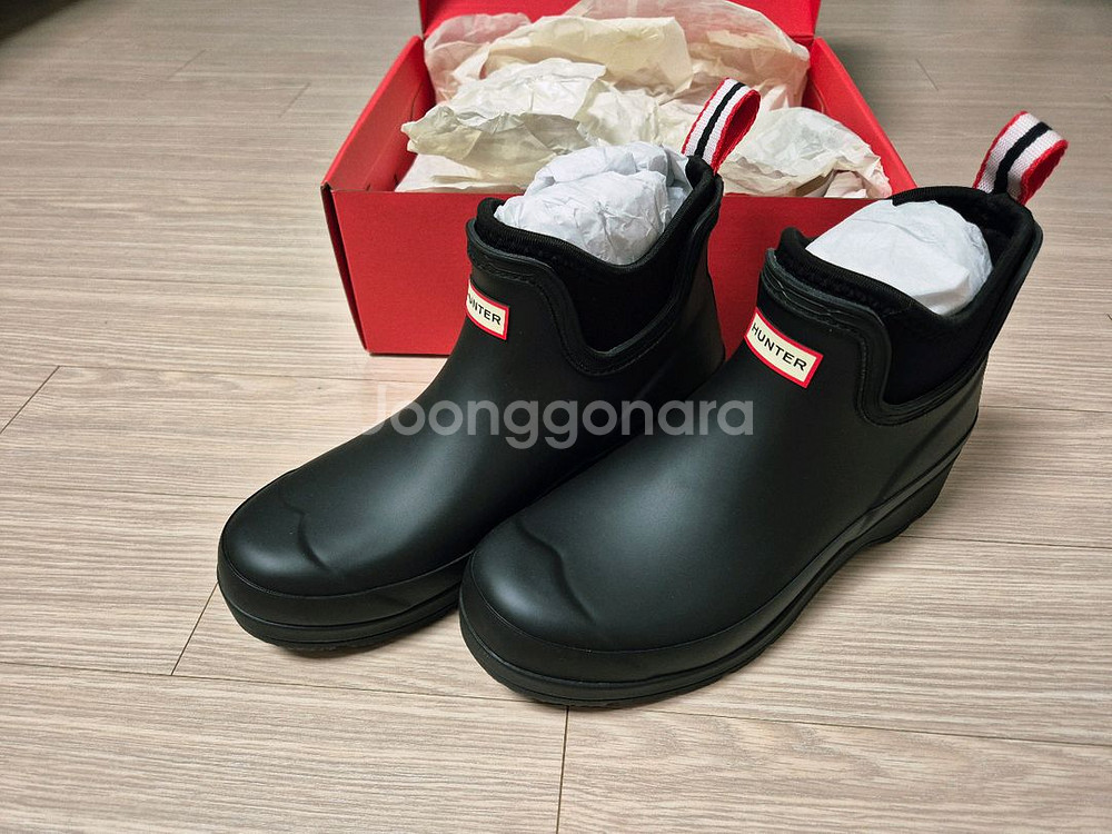 헌터 첼시 숏 레인부츠 블랙 UK5(240~245)--0