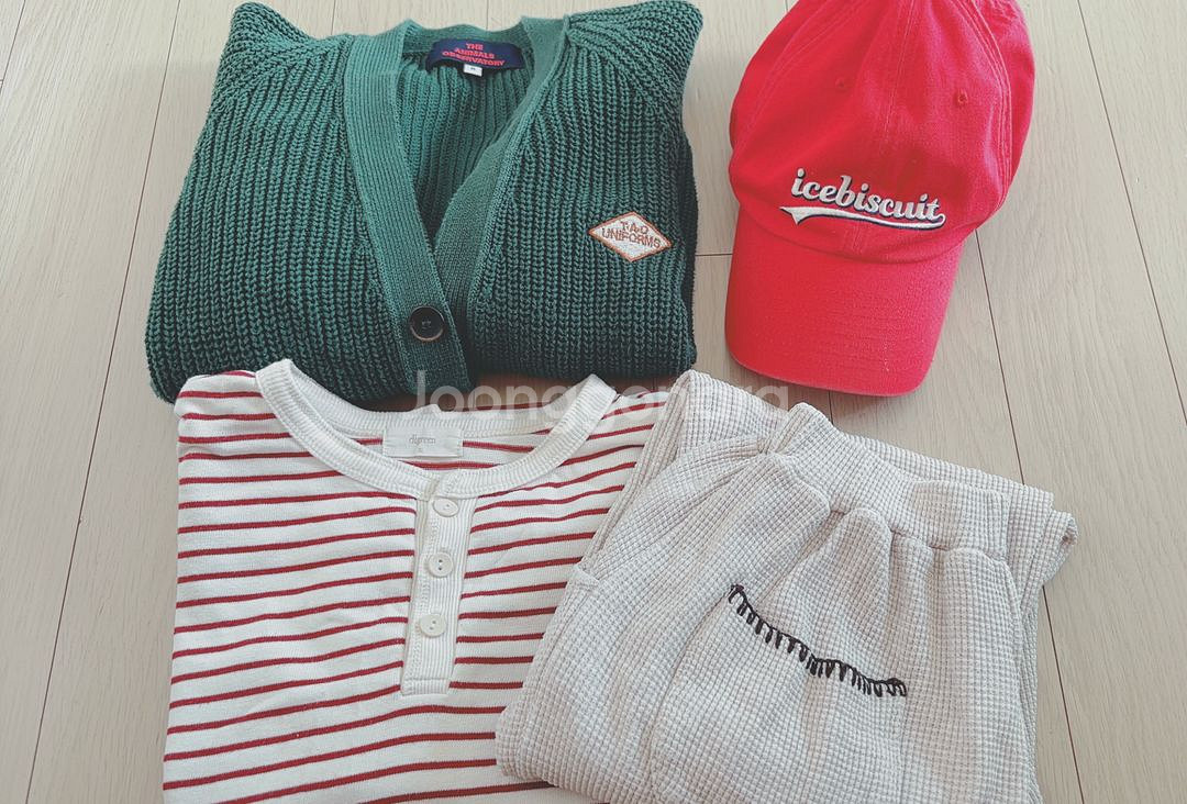 6-7세 가을코디 일괄 타오 가디건, 디그린 상하, 아--0