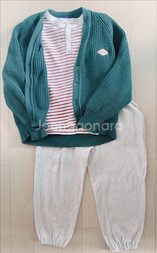 6-7세 가을코디 일괄 타오 가디건, 디그린 상하, 아--3