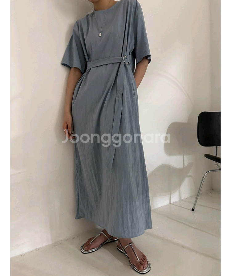 오브더나인 바스락 벨트 롱원피스--1