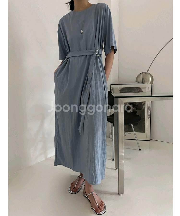 오브더나인 바스락 벨트 롱원피스--2