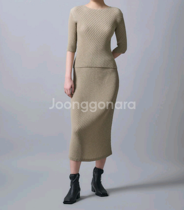 이세이미야케 스커트 롬버스 플리츠 스커트 애쉬 베이지--6