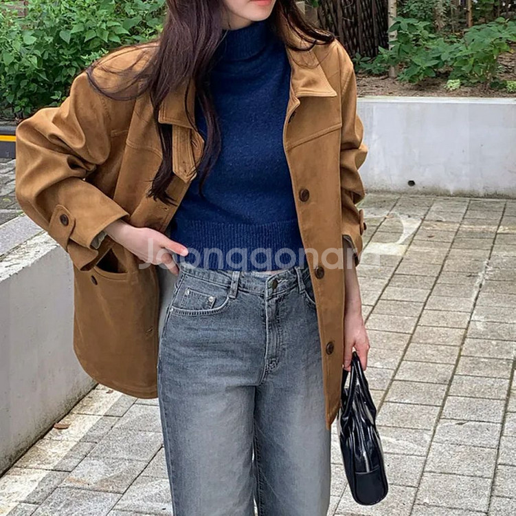 모어렌 라엔 스웨이드 싱글 하프 자켓--0