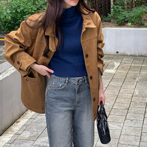 모어렌 라엔 스웨이드 싱글 하프 자켓