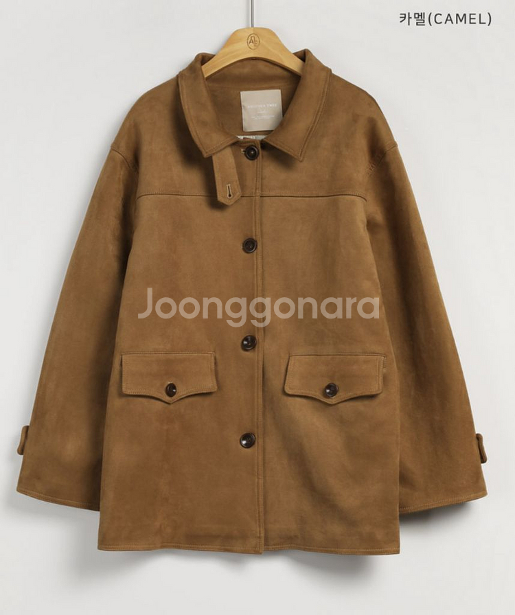 모어렌 라엔 스웨이드 싱글 하프 자켓--4