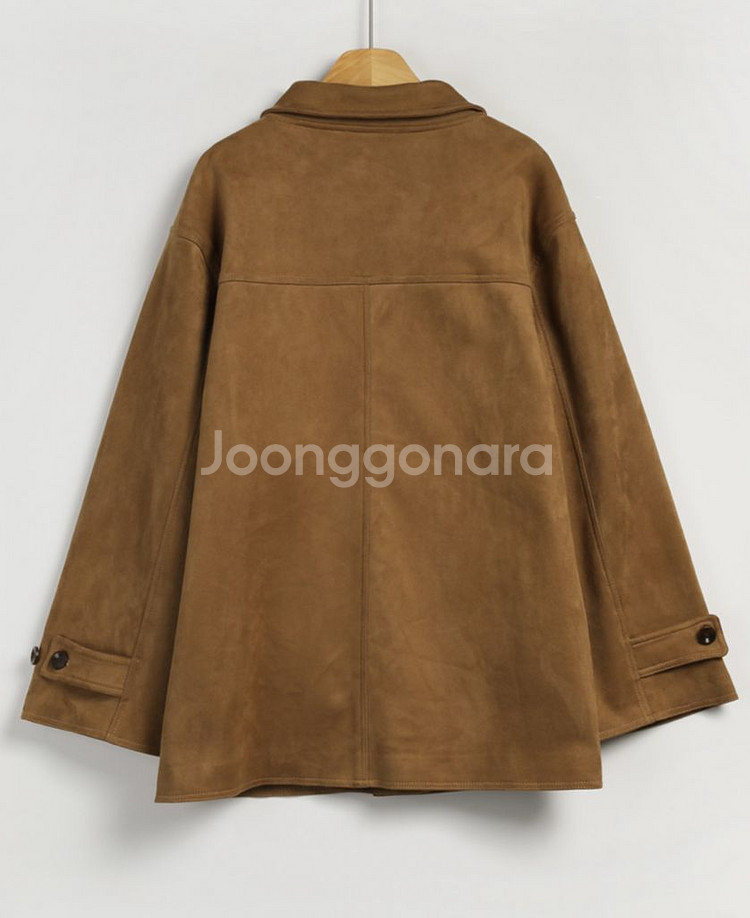 모어렌 라엔 스웨이드 싱글 하프 자켓--5