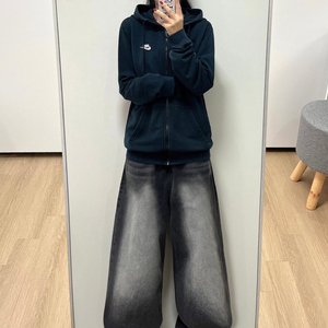 나이키 자수로고 블랙 후드집업