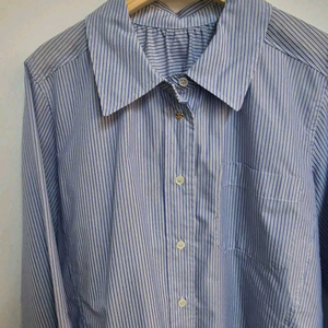 SJSJ 블루 스트라이프 긴팔 셔츠