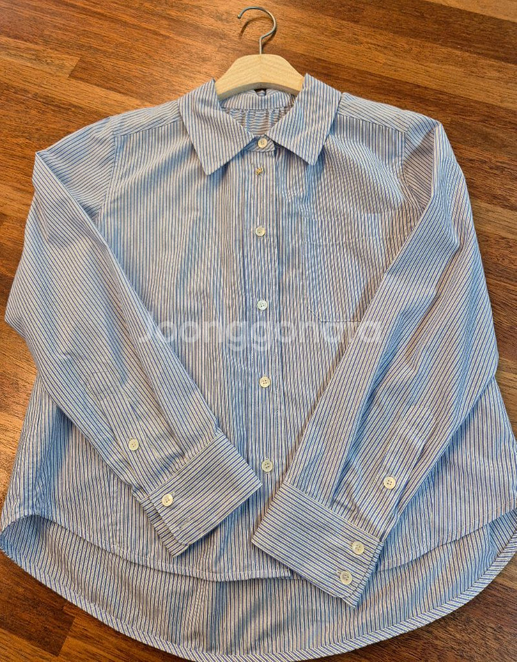 SJSJ 블루 스트라이프 긴팔 셔츠--1