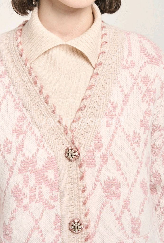 마인 글리터 크리스탈 보석 단추 가디건 타임 랑방 한섬--2