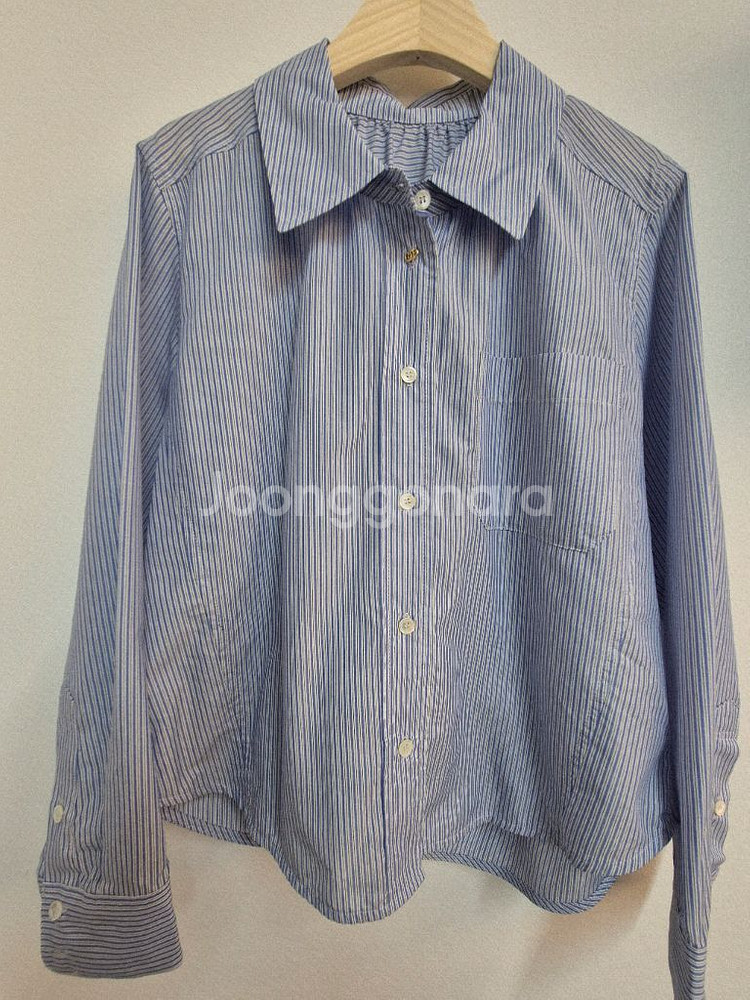SJSJ 블루 스트라이프 긴팔 셔츠--8