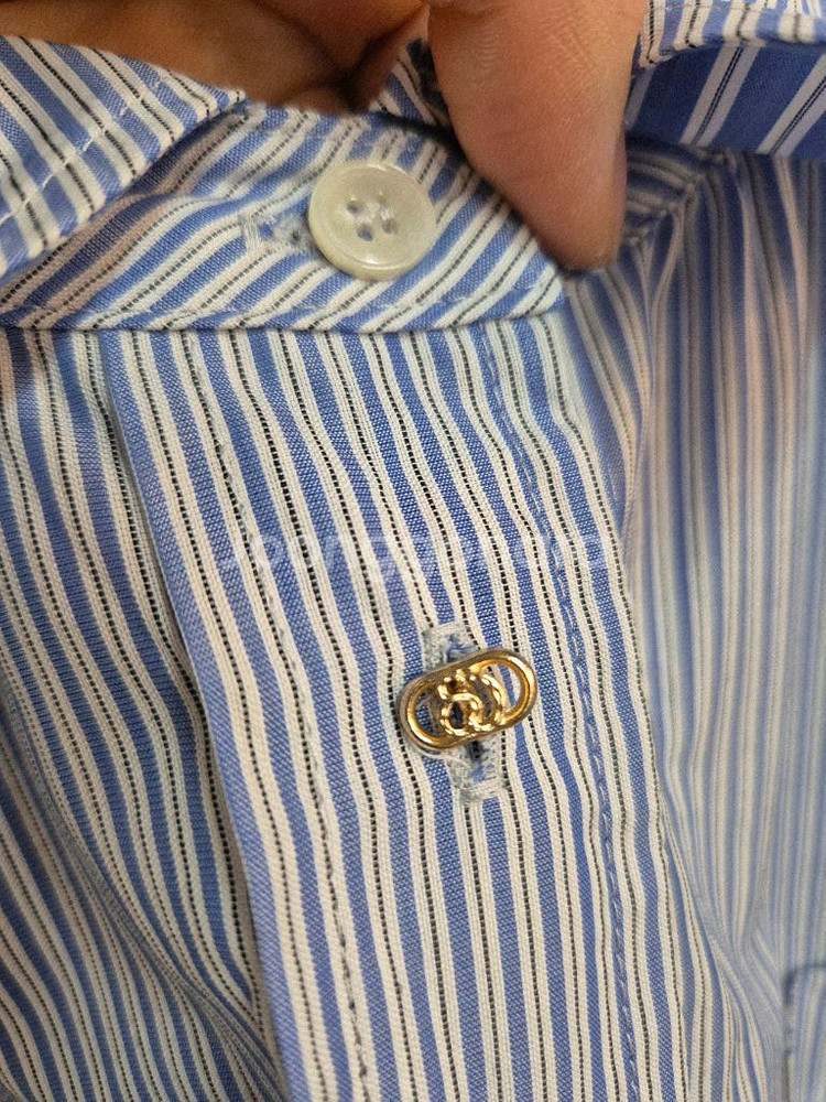 SJSJ 블루 스트라이프 긴팔 셔츠--11