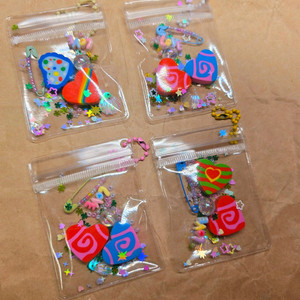 지퍼백 고전느낌 하트지우개 키링 4개.