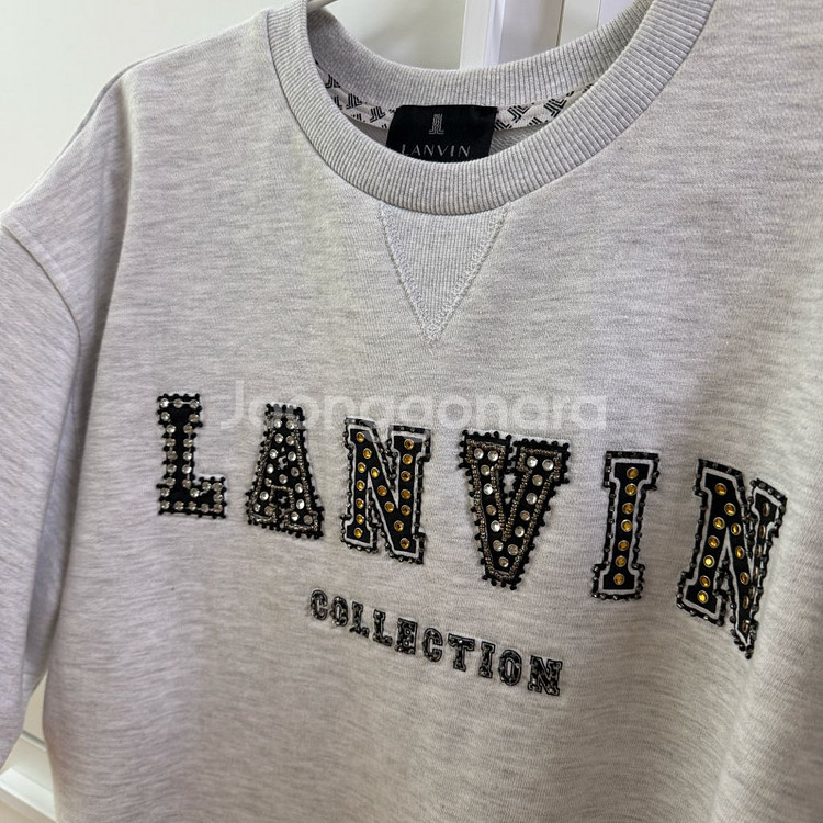 한섬 랑방컬렉션 크리스탈 로고 크롭 맨투맨 88--1