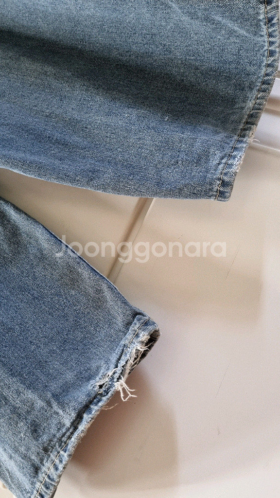 BIND 워싱 데미지 커브드진 벌룬 와이드 데님 청바지--2