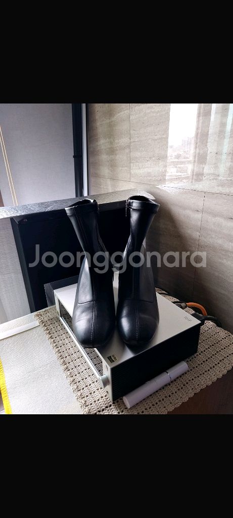 SPUR 가죽 블랙 앵클부츠 235~240--0