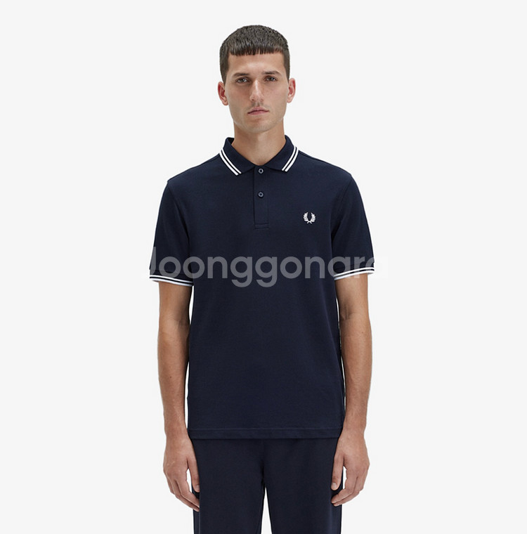 프레드페리 M3600 트윈 팁 프레드페리 셔츠 네이비/--2