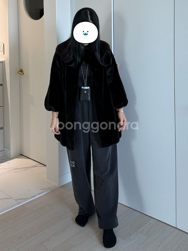 진도모피 블랙 밍크코트--0