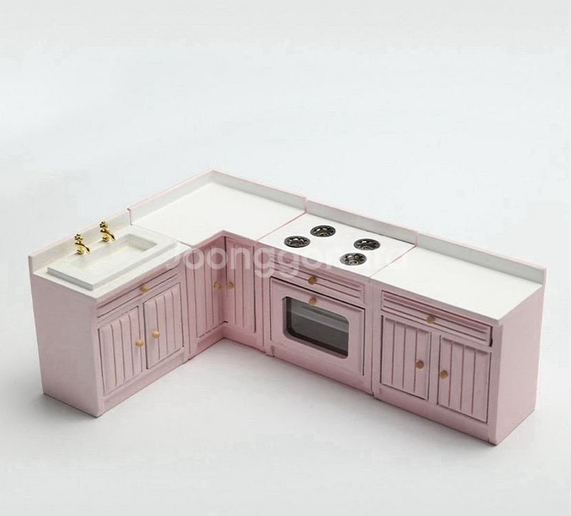 [미사용]오비츠11 싱크대 세트 1/12 주방 핑크 미--1