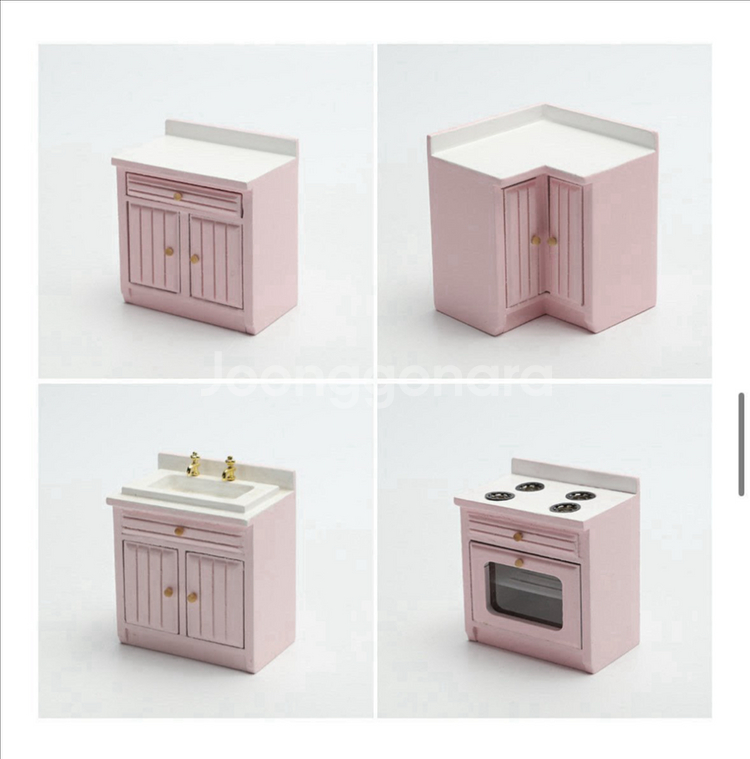 [미사용]오비츠11 싱크대 세트 1/12 주방 핑크 미--2