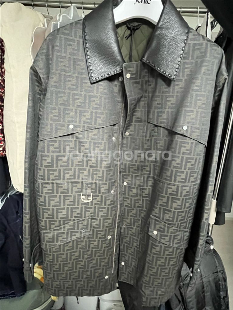 fendi 펜디 FF 자카드 레더 카라 자켓--0
