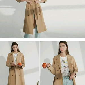 후라밍고 95사이즈 더블버튼 플리츠 트렌치코트 판매해요