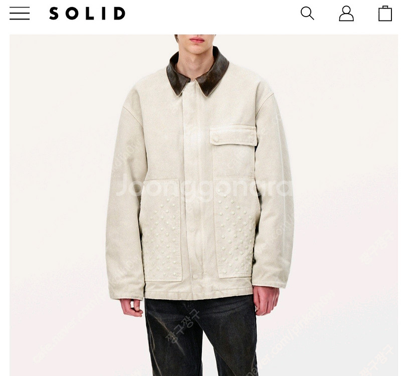 솔리드옴므 베이지 스터드 자켓 새제품 사이즈 100--0