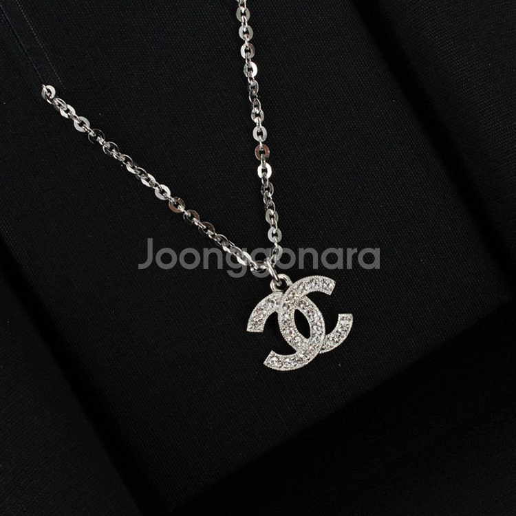 [미사용][정품]샤넬 CC 로고 목걸이 네크리스(은장)--0