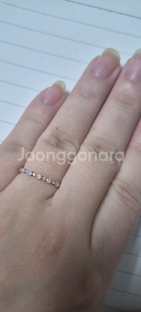 [젬쥬네스] 14k 핑크오팔 큐빅 레이어드 링--3