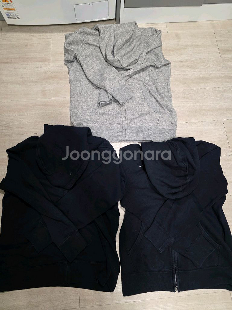 유니클로 네이비 2개, 회색 1개 후드집업 XL 판매--0