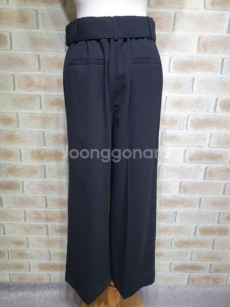 택부착 K L BY LYNN 정품 도톰 폴리 와이드팬츠--7