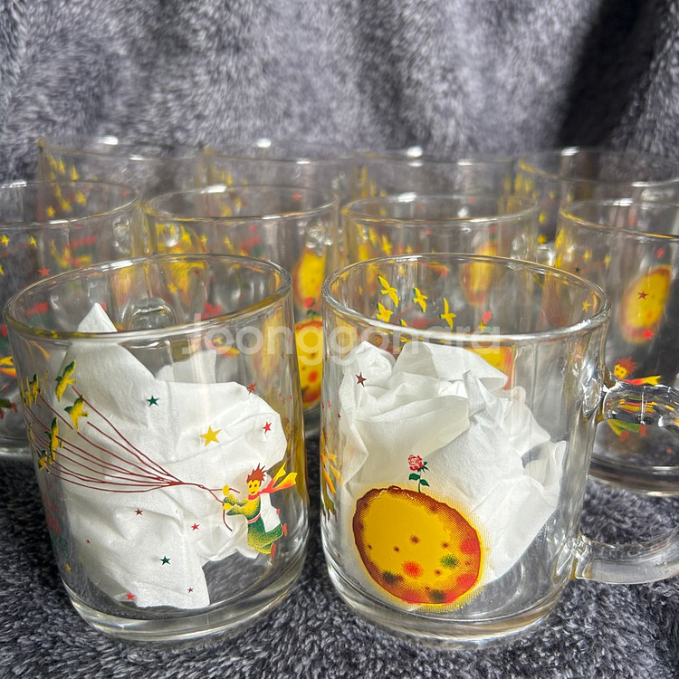 옛날 빈티지 매일우유 어린왕자 손잡이컵 유리컵 팝니다--0